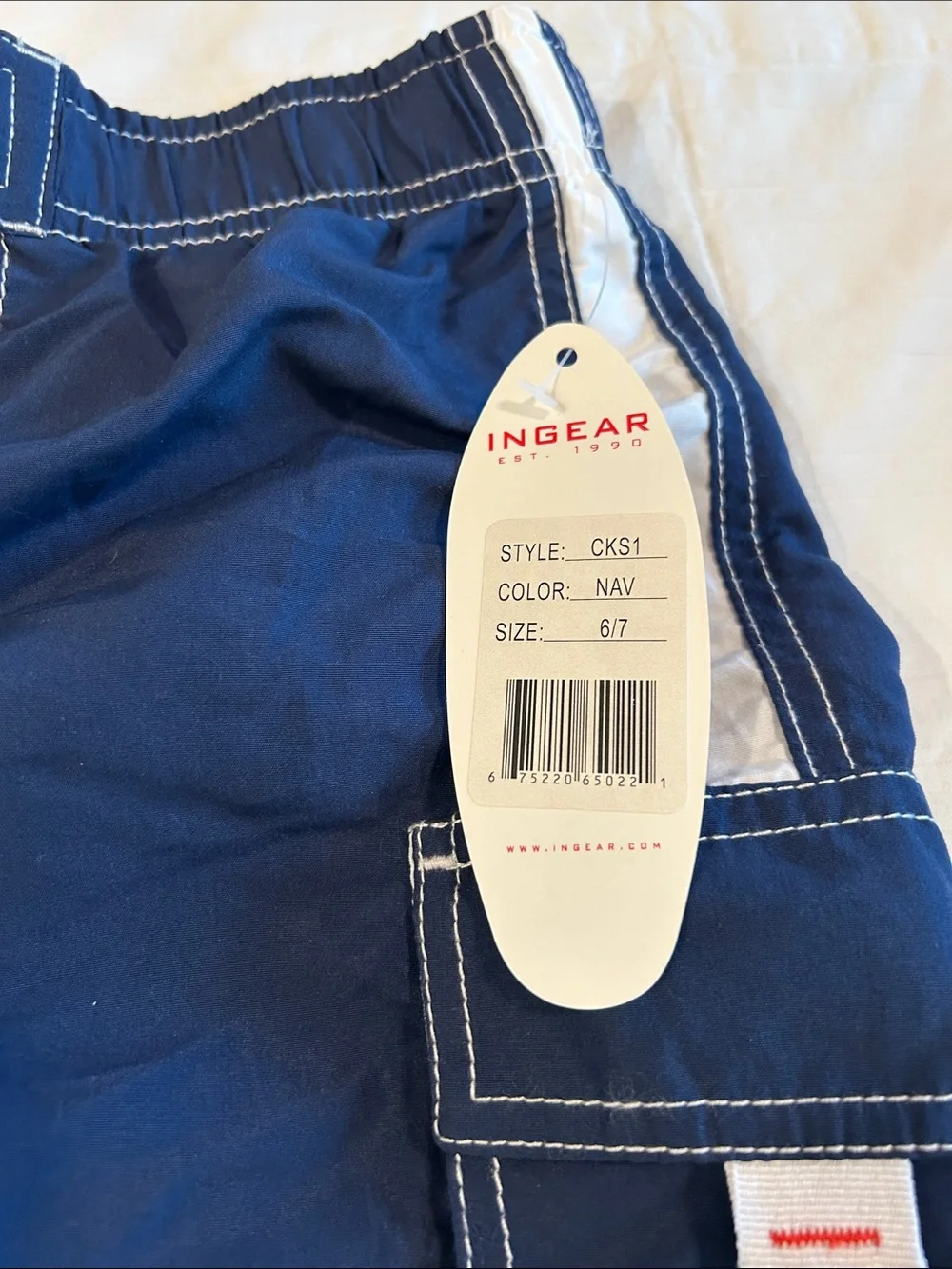 Ingear Navy and White Boy’s  Cargo Swim Shorts / NWT